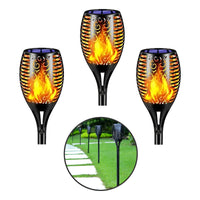 X3 Estaca Solar Antorcha Led Calida C/ Panel Jardín Hogar Negro