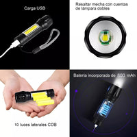 Linterna Tactica Recargable Larga Distancia Led Potente Usb