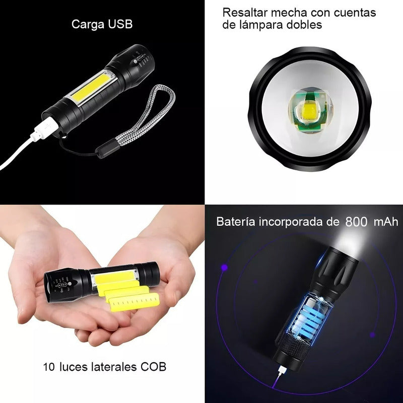 Linterna Tactica Recargable Larga Distancia Led Potente Usb