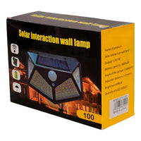 Pack X 4 Lampara Solar 100 Led Exterior Sensor De Movimiento Color Negro