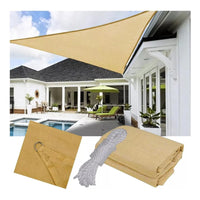 Pack X3 Toldo Vela Triangular 3x3x3 Cubierta Terraza Jardin Beige