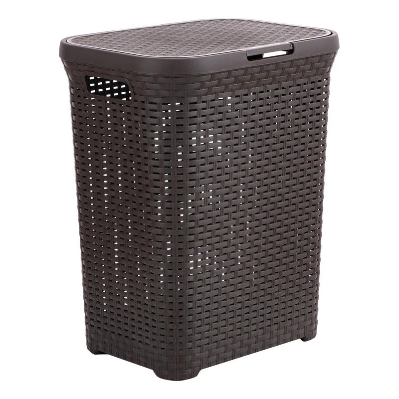 Canasto Para Ropa Cesto Grande 60l Con Tapa Ratan Resistente