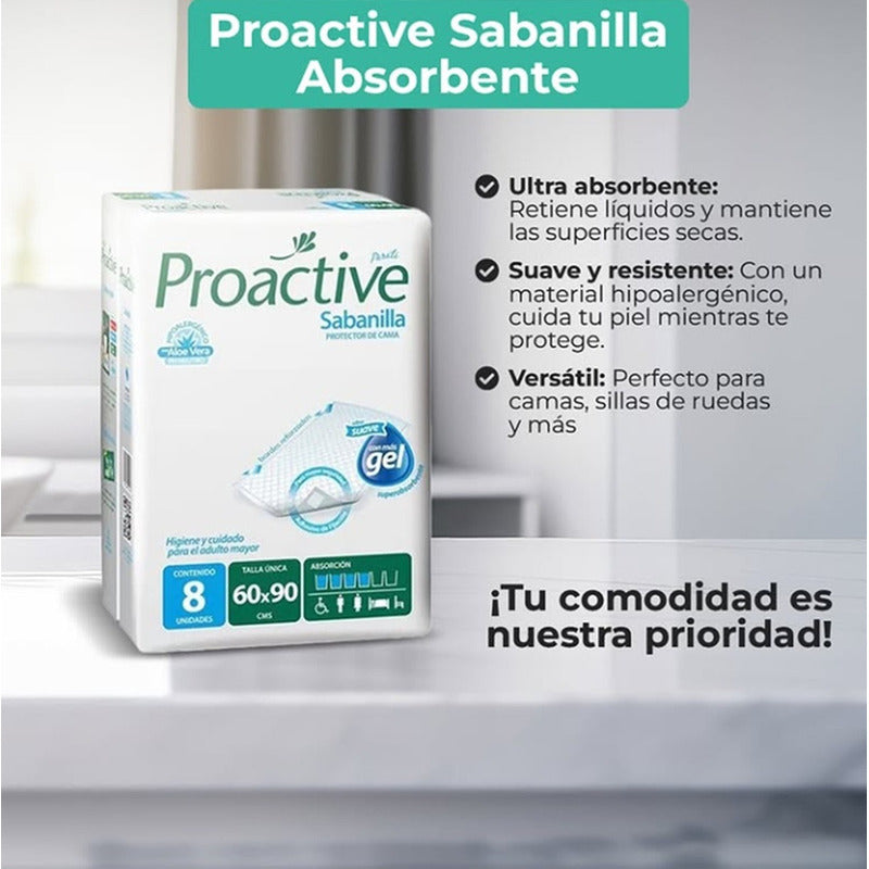 Protector De Cama Proactive Sabanilla 8unid Superabsorbente