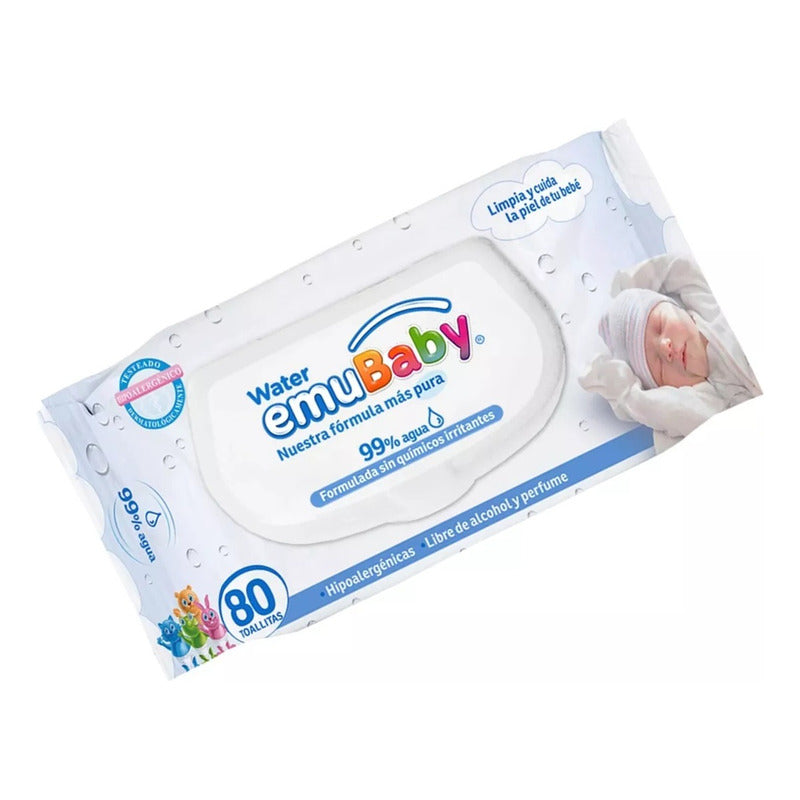 X5 Toallitas Húmedas Water Emubaby 80unid Hipoalergénicas