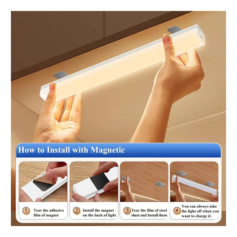 X3 Luz Barra Led 20cm Sensor Movimiento Ahorro Energia Hogar Blanco