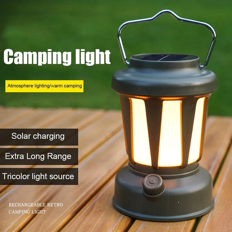 Lampara De Camping Con Energía Solar Recargable Usb Verde