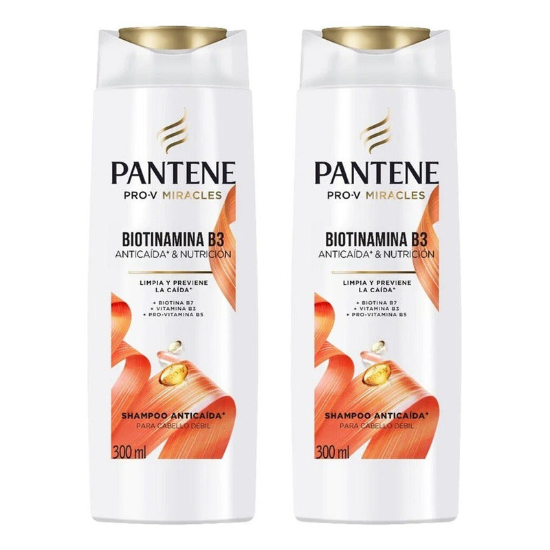 Pack X2 Shampoo Pantene Anticaída + Biotinamina B3 300ml