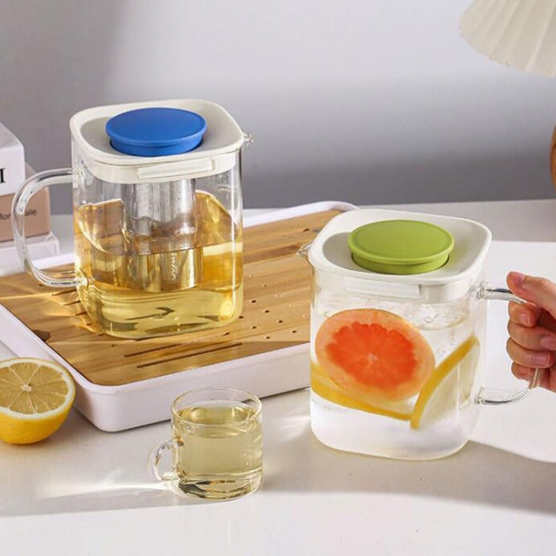 Tetera De Vidrio Con Infusor De Té + Tazas Resistente Calor