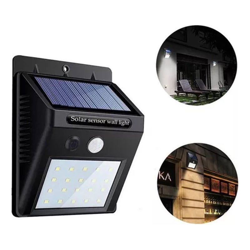 X3 Foco Exterior Luminaria Solar Led Lampara Farol Sensor Negro