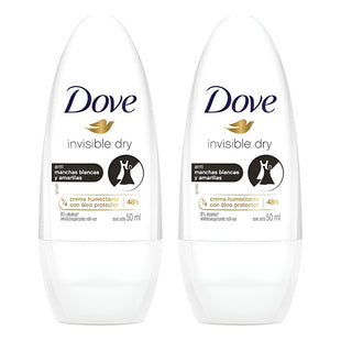 X2 Desodorante Dove Roll On Invisible Dry 50ml Anti Manchas Neutra