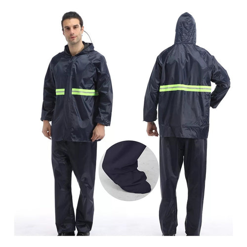 Traje Lluvia Impermeable Protector Lluvia Moto Bicicleta Azul Oscuro U
