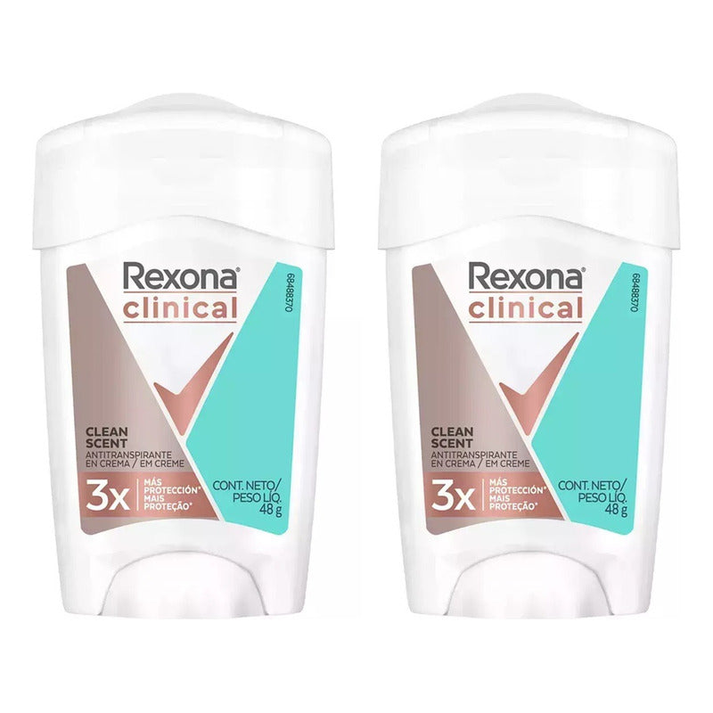 X3 Desodorante Crema Rexona Clinical Clean Scent 48g Women Clean Scent
