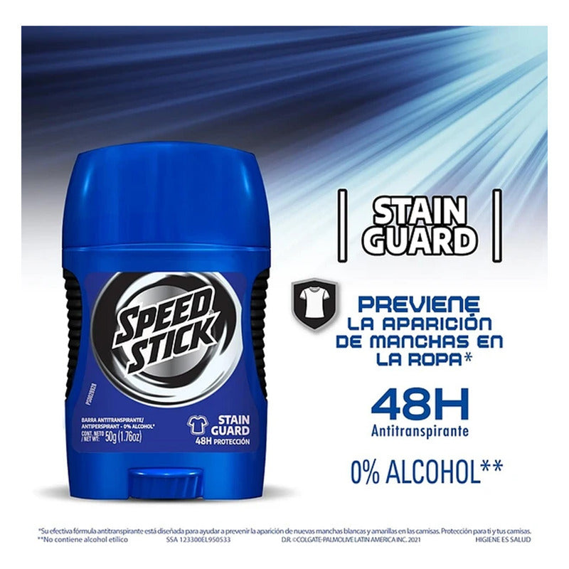 Pack X2 Desodorante Barra Speed Stick Stain Guard 50g 48hor Stain Guard
