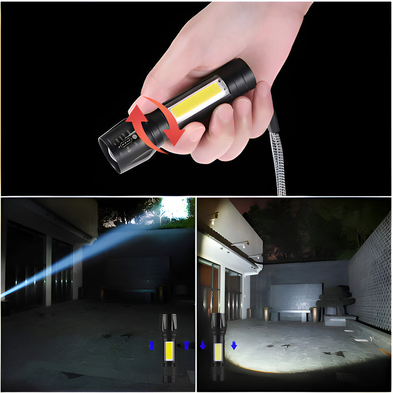 Mini Linterna Led De Mano Recargable Usb Gancho 525 Con Zoom Color De La Linterna Verde Color De La Luz Blanco