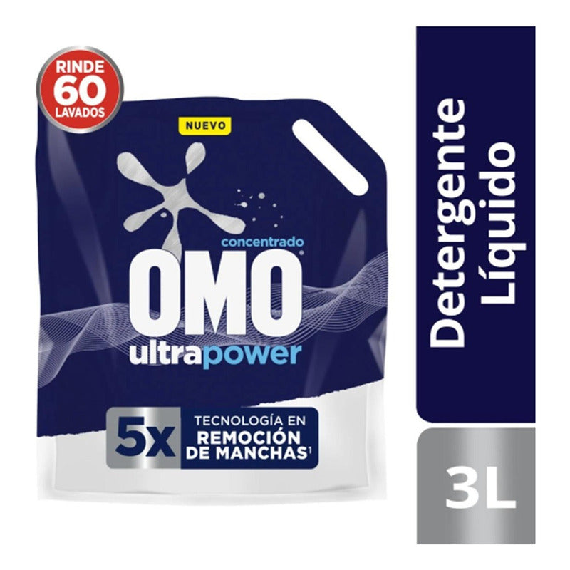 Detergente Omo Liquido Ultra Power 3l Rinde 60 Lavados