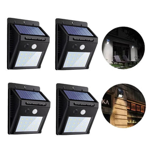 X4 Foco Exterior Luminaria Solar Led Lampara Farol Sensor Negro