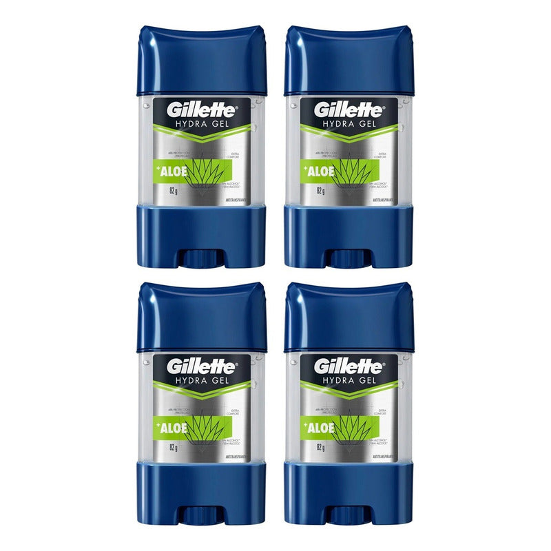 X4 Desodorante Gillette Gel Hidratación Con Aloe 82g Aloe Vera