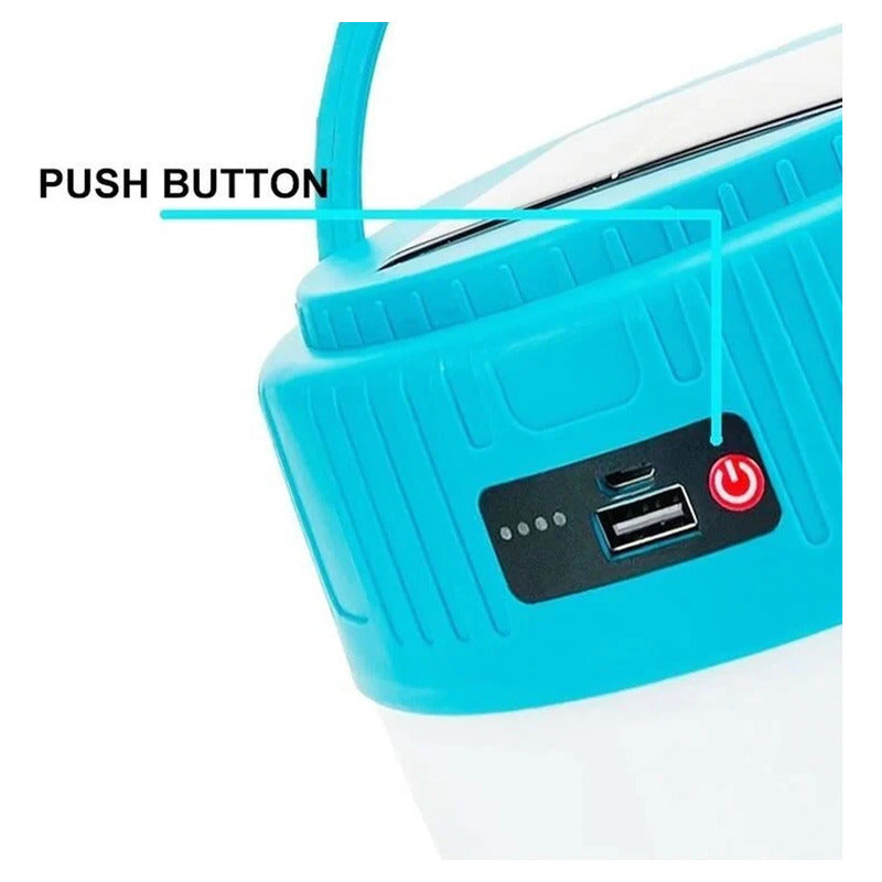 X2  Lámpara Solar Led Recargable Portátil Emergencia Camping Azul