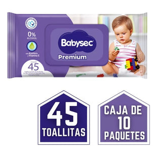 X10 Toallitas Húmedas Babysec Premium 45 Toallitas C/u