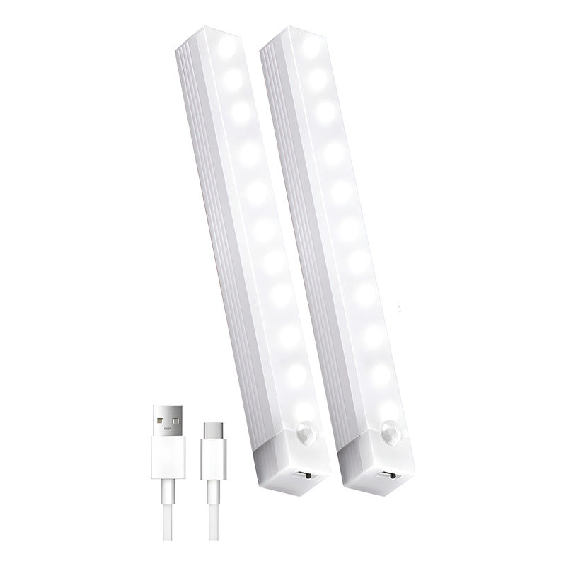 X2 Luz Barra Led 20cm Sensor Movimiento Ahorro Energia Hogar Blanco