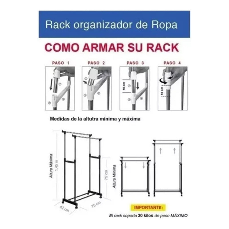 Perchero Colgante Organizador Doble Extensible Tendedero Rop