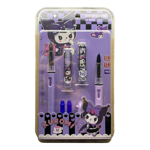 Set 2 Plumas Estilograficas Kuromi Kawaii Mas Repuestos