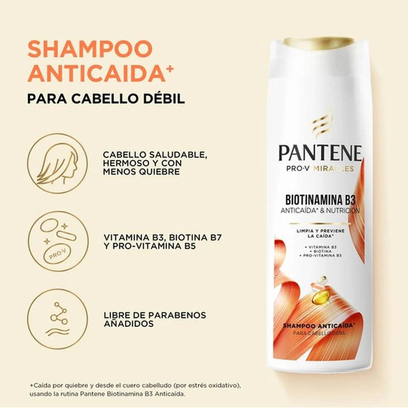 Pack X2 Shampoo Pantene Anticaída + Biotinamina B3 300ml