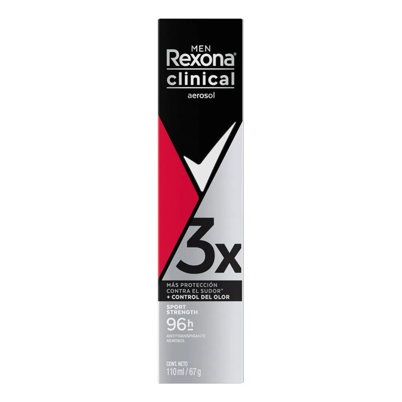 X3 Desodorante Rexona Clinical Sport Strenght Aerosol 110ml Sport Strength