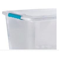 Caja Organizadora Almacenamiento Suprema 50 Lts Reyplast Transparente Broches Turquesa