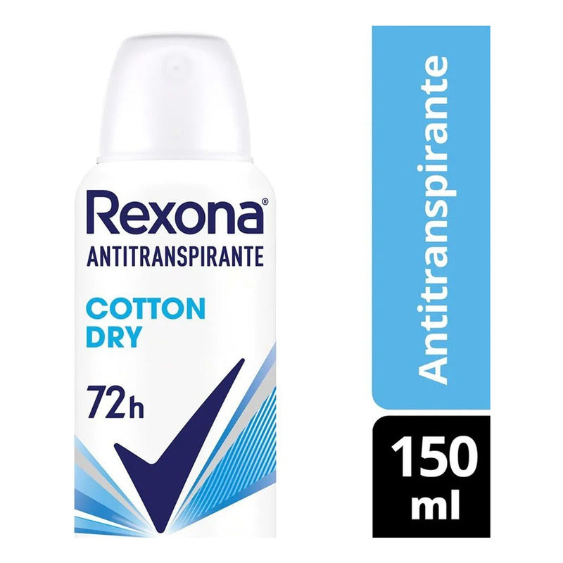 X3 Desodorante Rexona Aerosol Femenino Cotton Dry 72h 150ml Cotton Dry