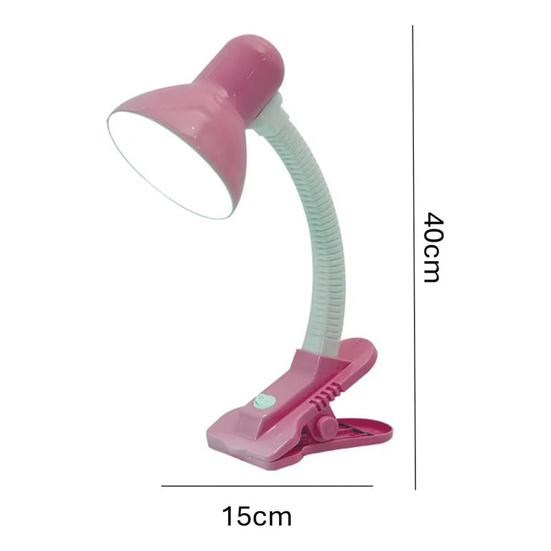 Lampara Click Pinza Escritorio Lampara Lectura Velador Rosa Blanco