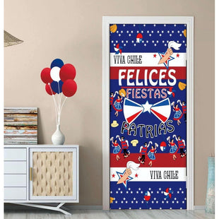 X2 Funda De Puerta Decoración Fechas Patrias 100x210cm M3