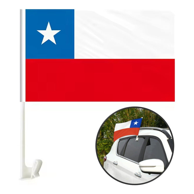 Banderas De Chile Auto Fiestas Patrias Banderin 20x30cm Bandera Chile