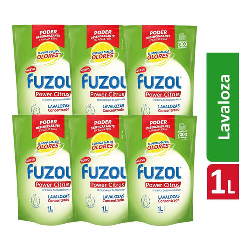 Pack X6 Lavaloza Fuzol Concentrado 1 L Power Citrus Lavaloza