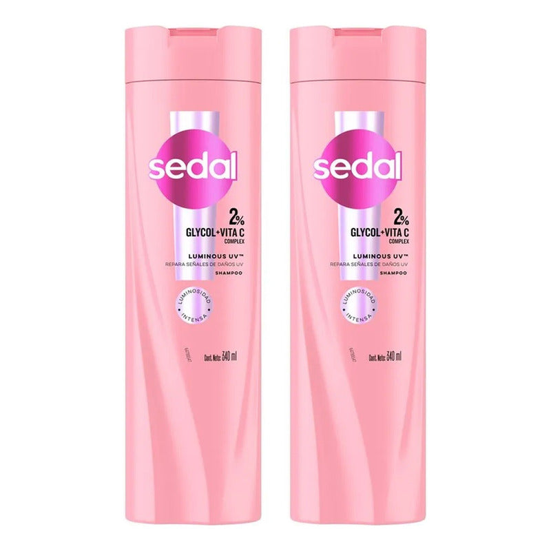 X2 Shampoo Sedal Luminous Uv Glycol Vitamina C 340ml