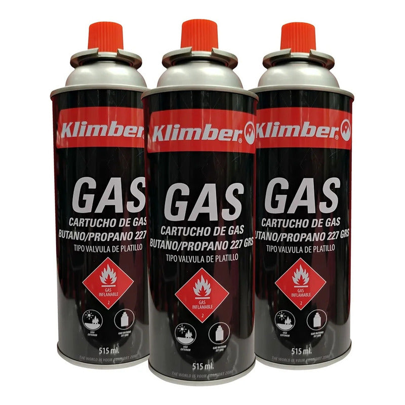 Pack 3 Gas Para Cocinillas 227 Gr Certificado Klimber
