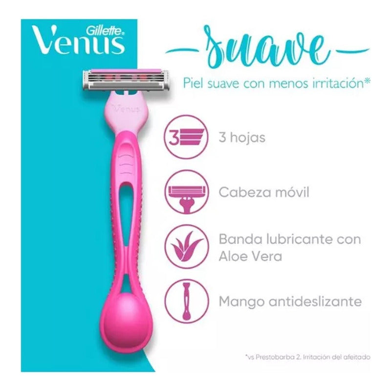 Maquina De Afeitar Gillette Venus Suave Aloe Con Vera