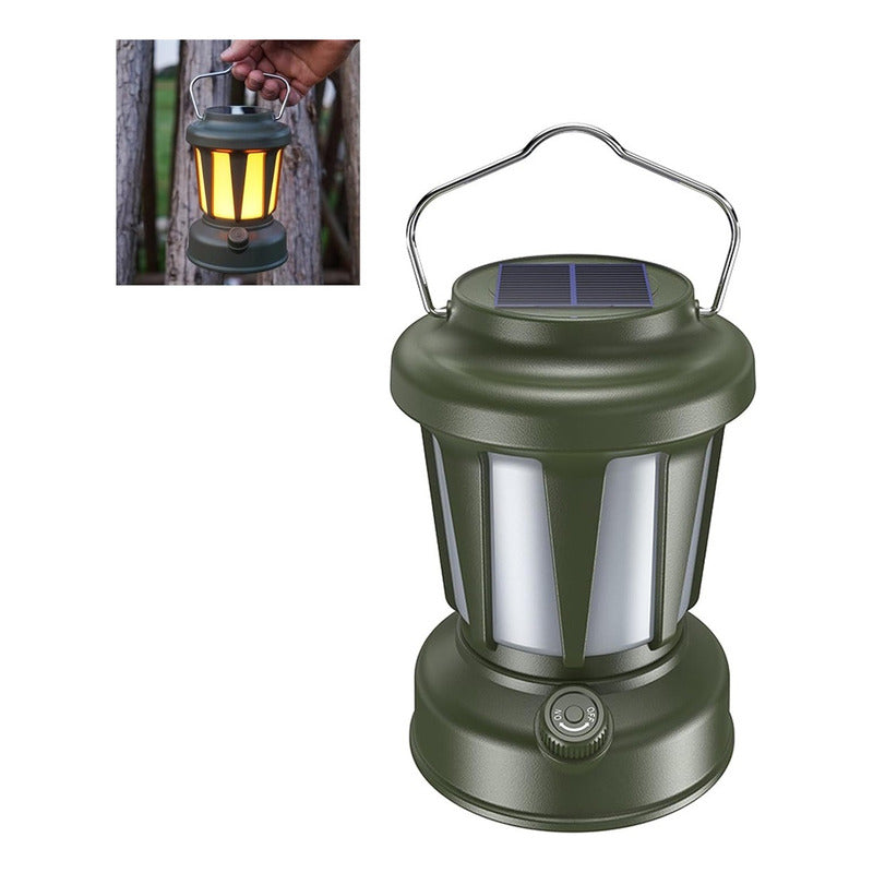 Lampara De Camping Con Energía Solar Recargable Usb Verde