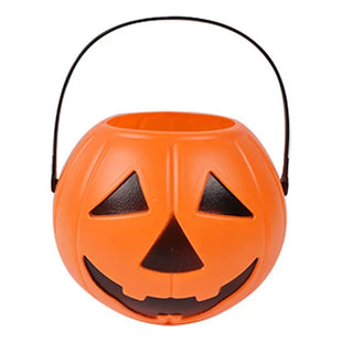 Calabaza Para Dulces Halloween Cubo De Plastico Caramelos - - Naranja