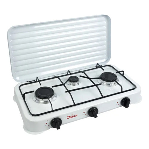Cocina Gas Encimera 3 Quemadores Tapa Repisa Blanca Cocina