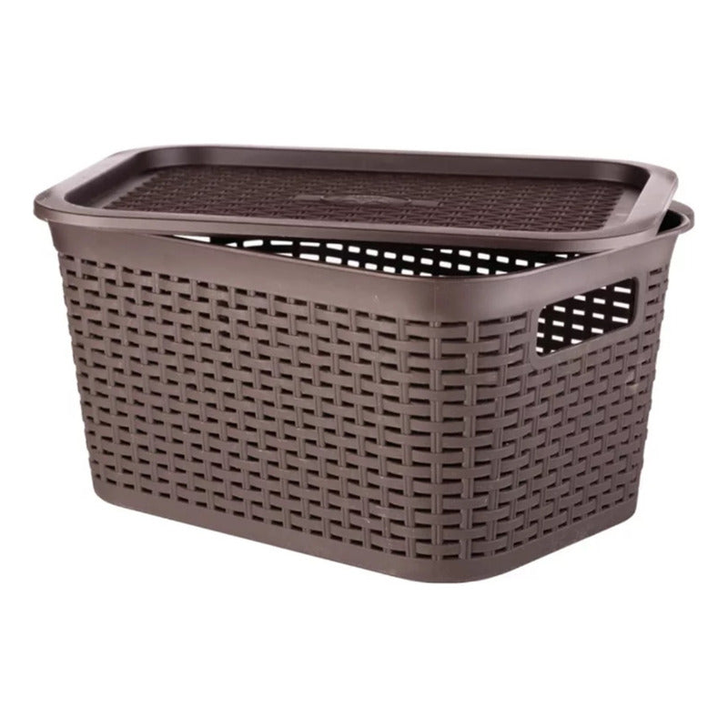 X2 Canastilla Caja Organizadora 22 Litros Canastilla Tavarúa Marrón Ratán