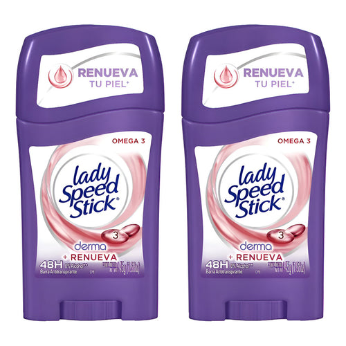 X2 Desodorante Barra Lady Speed Stick Derma Renueva Omega 3 Omega 3
