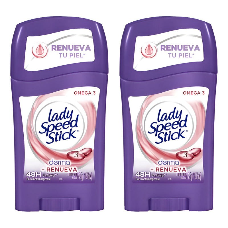 X2 Desodorante Barra Lady Speed Stick Derma Renueva Omega 3 Omega 3