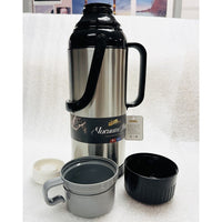 Termo 2 Litros Para Bebida Caliente Frío Con Doble Taza Gris