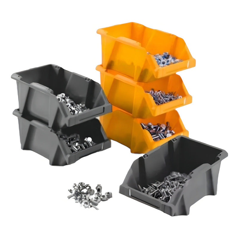 Pack 6 Organizador Apilables Gris Gaveta Etiquetable #10