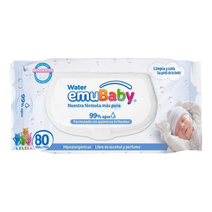 X2 Toallitas Húmedas Water Emubaby 80unid Hipoalergénicas