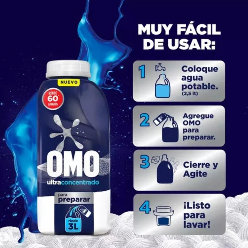 X2 Detergente Omo Concentrado Para Preparar 500ml 60 Lavados