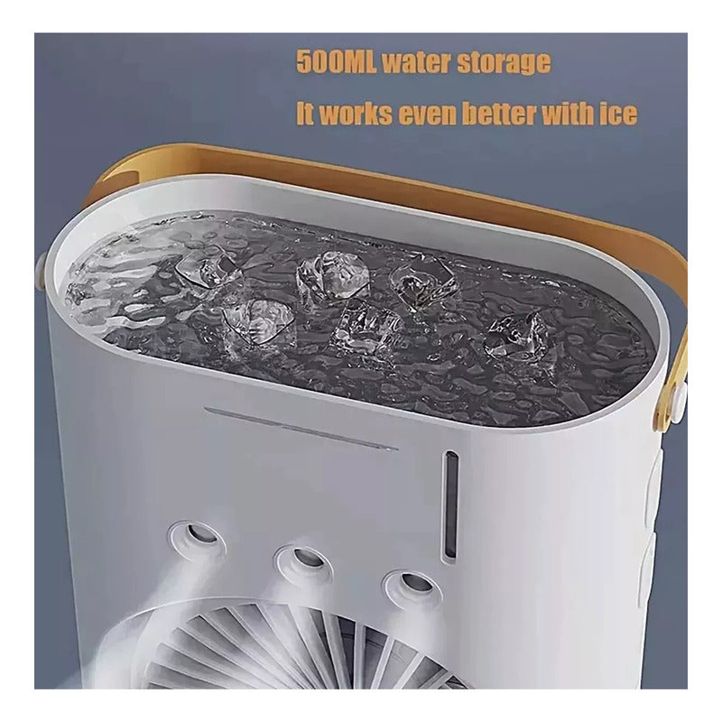 Ventilador Doble De Torre Humidificador Luz Led Enfriador