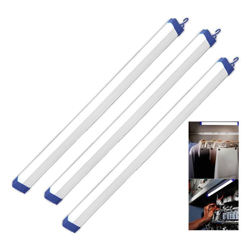 Pack X3 Lampara Emergencia Luz Barra Led Recargable Usb 30cm Blanca/azul
