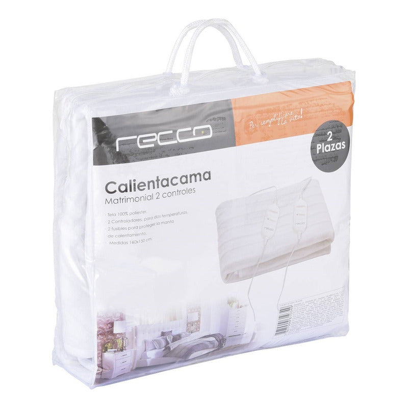 Calienta Cama 2 Plazas 2controles 60w Calientacama Recco Sec Blanco Calienta Cama